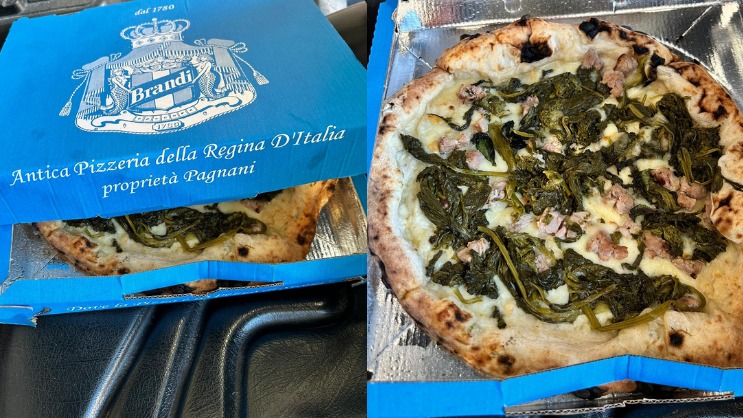 Il DiretTour gusta la bontà della Pizza salsiccia e friarielli, a domicilio, dell Antica Pizzeria della Regina d Italia Brandi